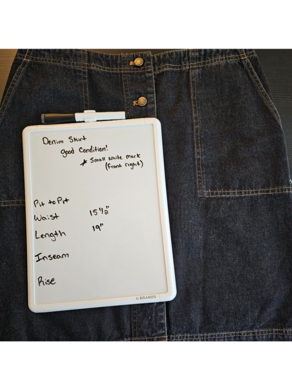 Ralph Lauren Denim Skirt Womens 6 Dark Wash Jean 100% Cotton Button Fly Pockets - Picture 8 of 8